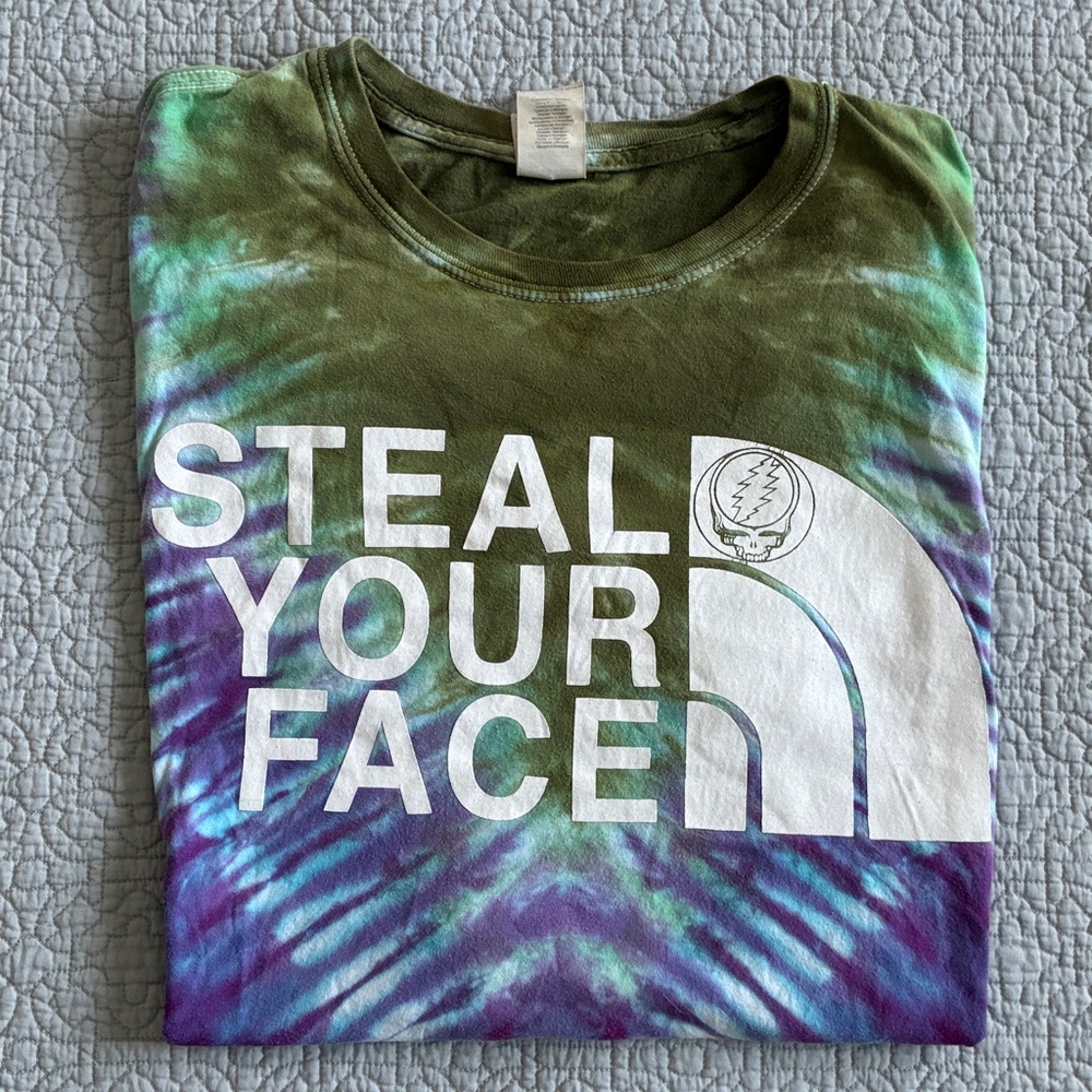 Gildan Grateful Dead Purple & Green Tie-Dye Short Sleeve Tee Steal Your Face LG